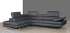 J and M Furniture Living Room A761 Italian Leather Sectional Slate Black