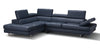 J and M Furniture Living Room A761 Italian Leather Sectional Slate Black