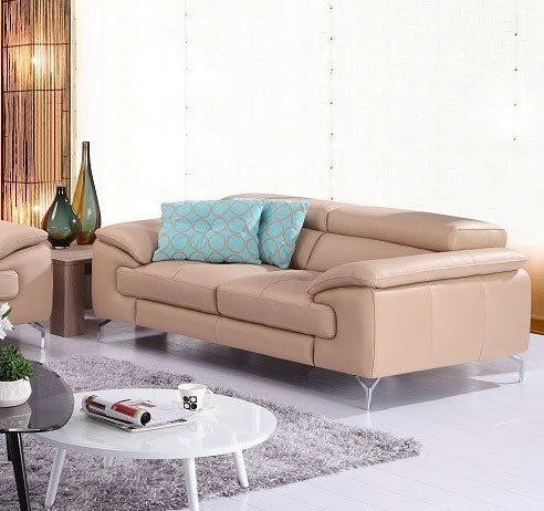 J and M Furniture Living Room A973 Premium Leather Sofa Set in Peanut