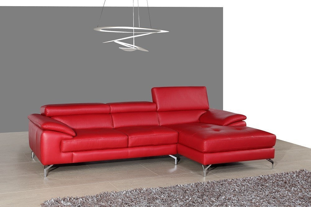 J and M Furniture Living Room A973b Premium Leather Sectional in Black