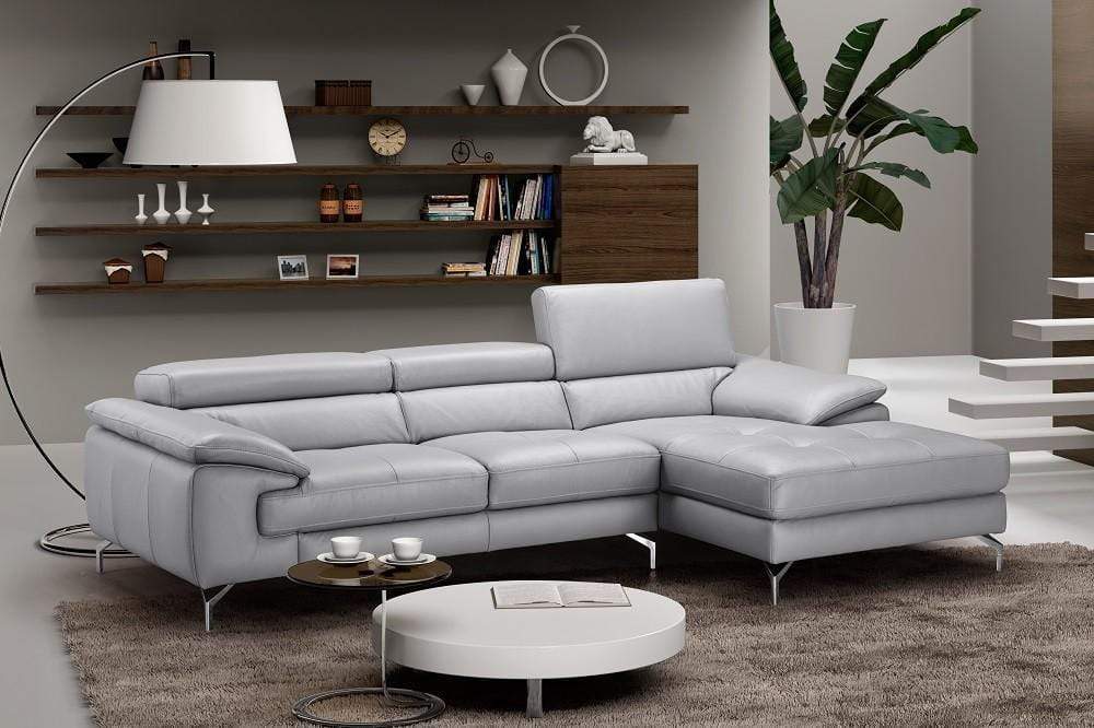 J and M Furniture Living Room A973b Premium Leather Sectional in Black