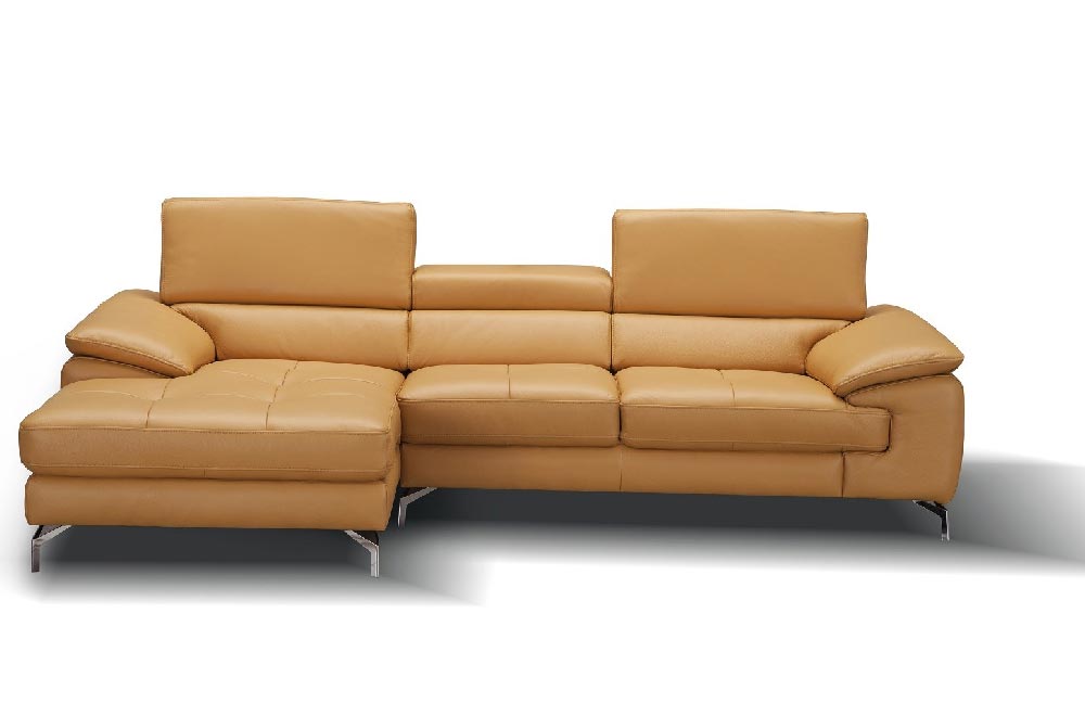 J and M Furniture Living Room A973b Premium Leather Sectional in Black