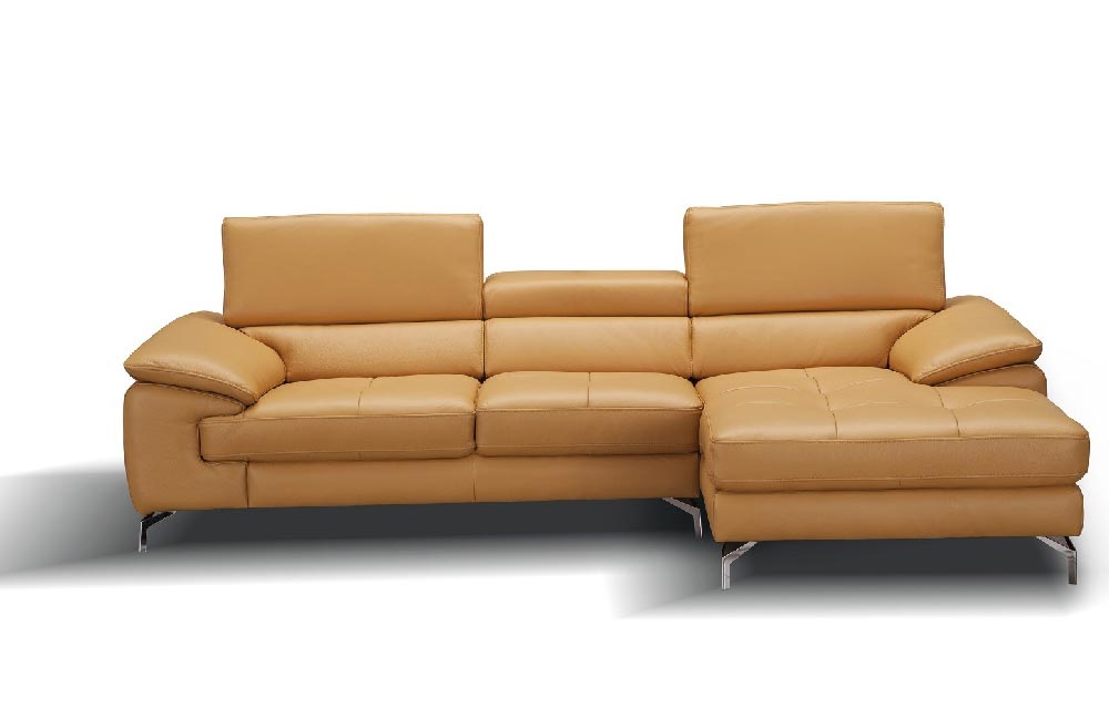 J and M Furniture Living Room A973b Premium Leather Sectional in Black