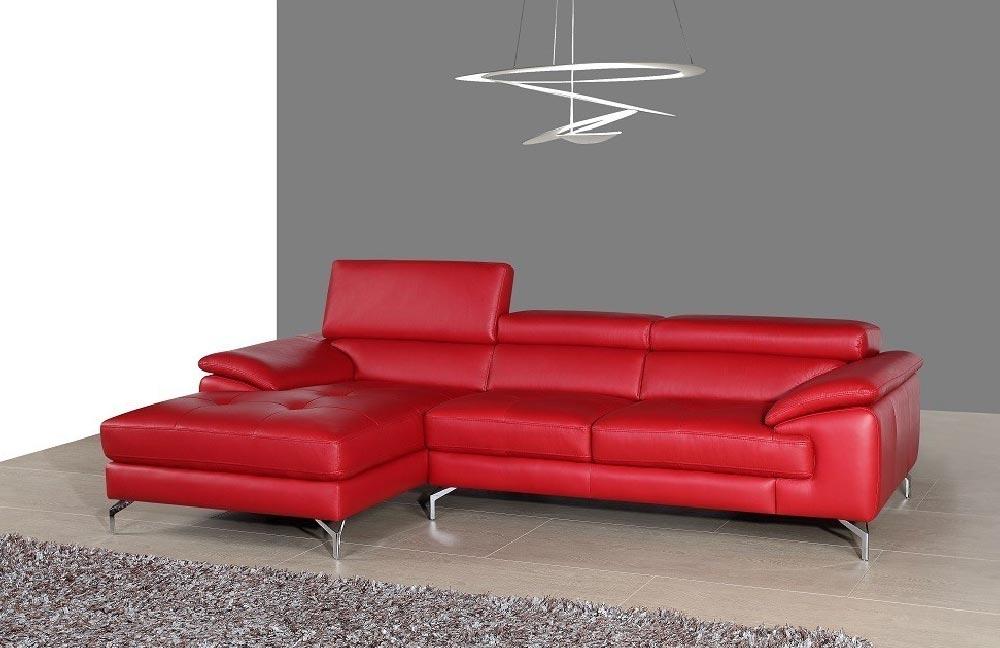 J and M Furniture Living Room A973b Premium Leather Sectional in Black