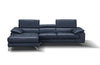 J and M Furniture Living Room Left Hand Facing Chaise A973b Premium Leather Sectional in Blue