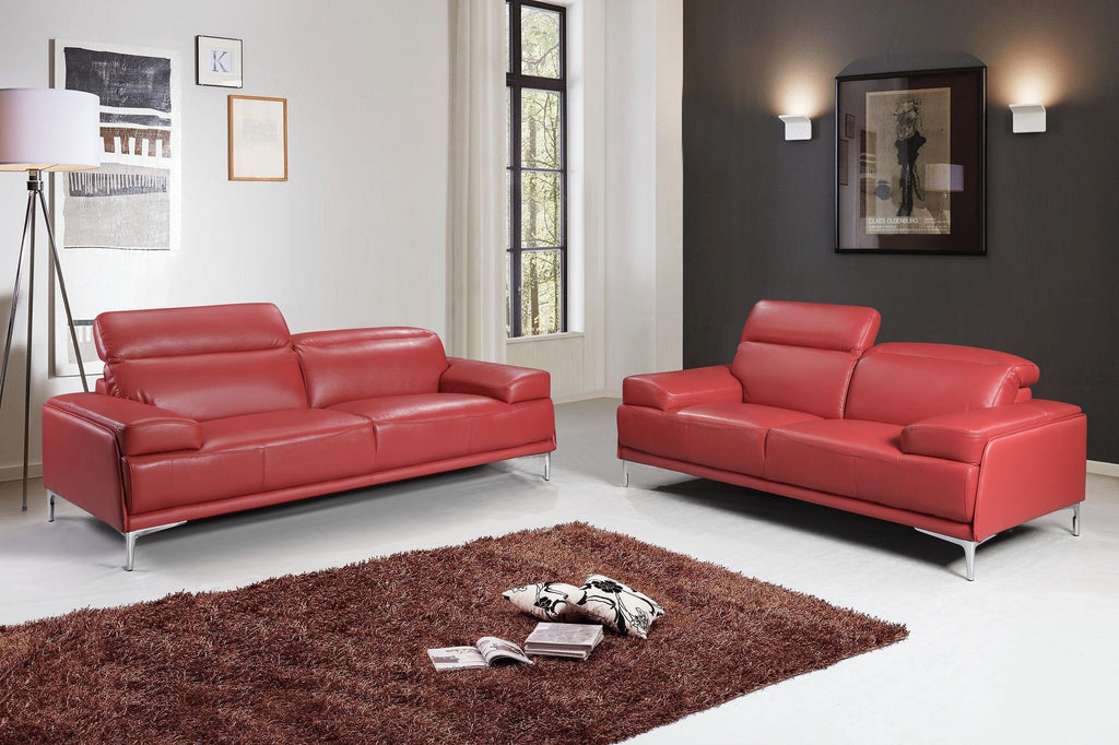 J and M Furniture Living Room Nicolo Sofa Collection In Red