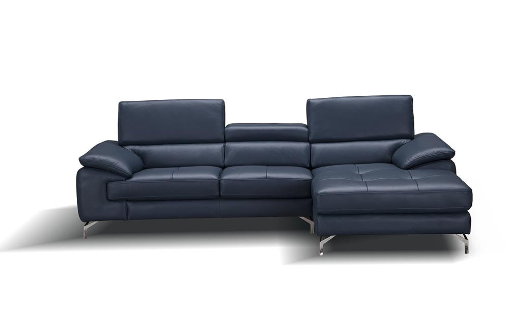J and M Furniture Living Room Right Hand Facing Chaise A973b Premium Leather Sectional in Blue
