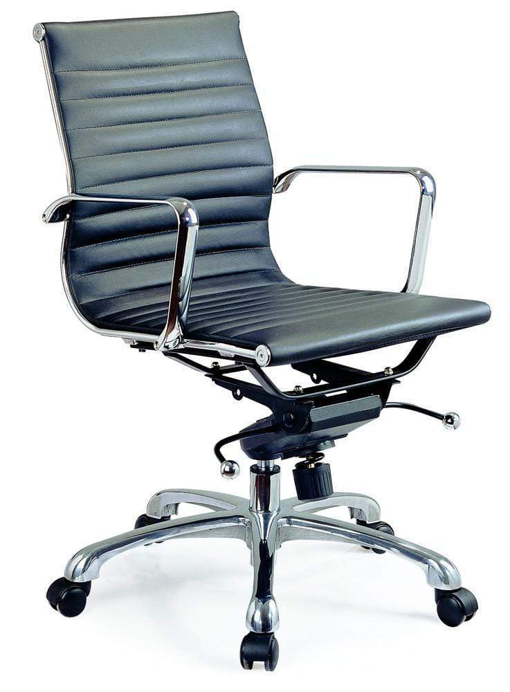 J and M Furniture Office Furniture Black Comfy Low Back Office Chair In Brown