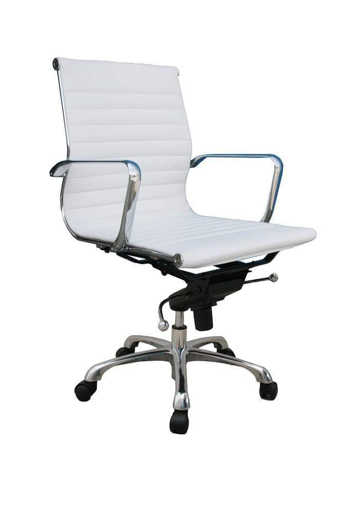 J and M Furniture Office Furniture White Comfy Low Back Office Chair In Brown