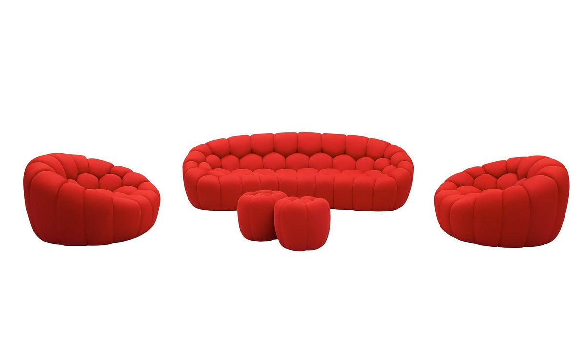 J and M Furniture Ottoman Fantasy Fabric Ottoman in Red