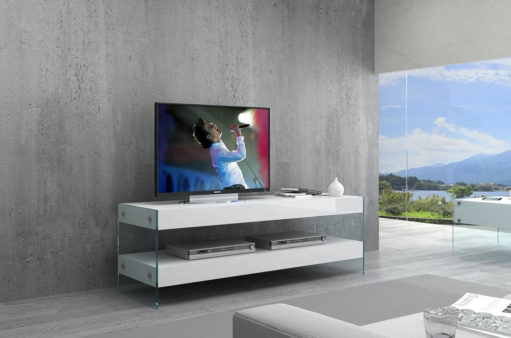 J and M Furniture TV Stand & Entertainment Centers Cloud Mini TV Base White High Gloss | J&M Furniture