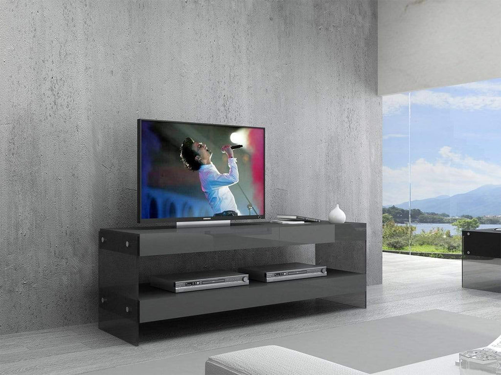 J and M Furniture TV Stand & Entertainment Centers Grey Cloud Mini TV Base in High Gloss