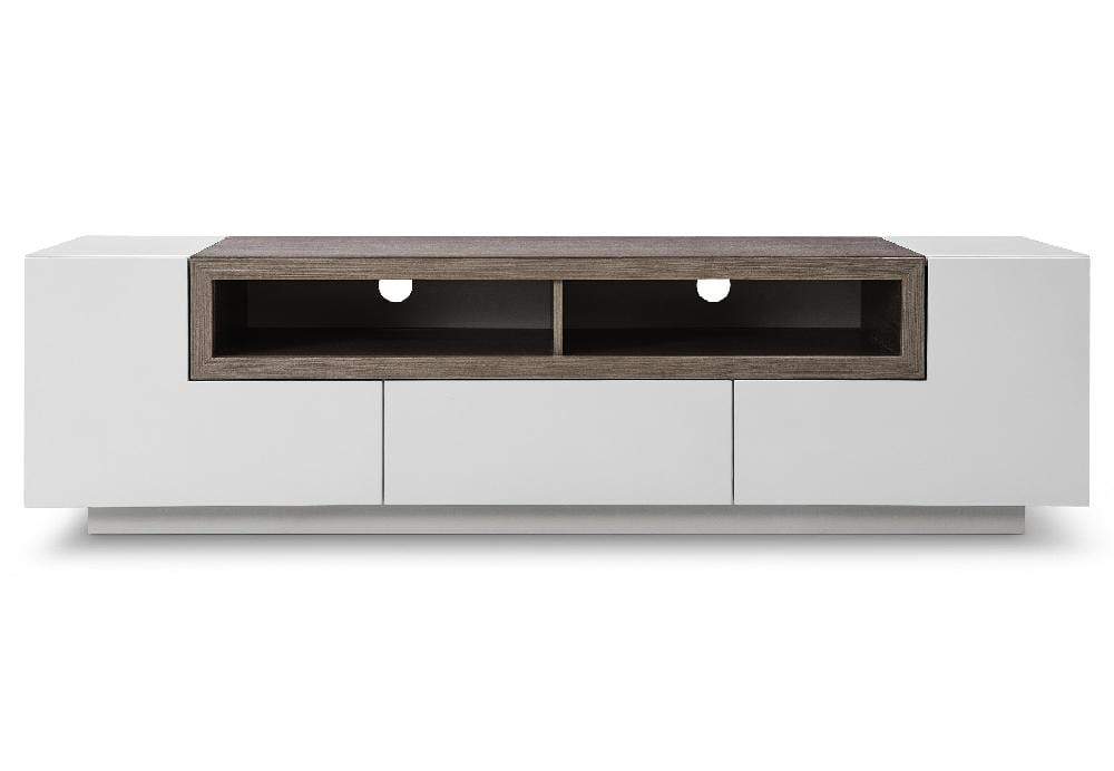 J and M Furniture Tv Stands TV002 White High Gloss with Grey Veneer TV Stand