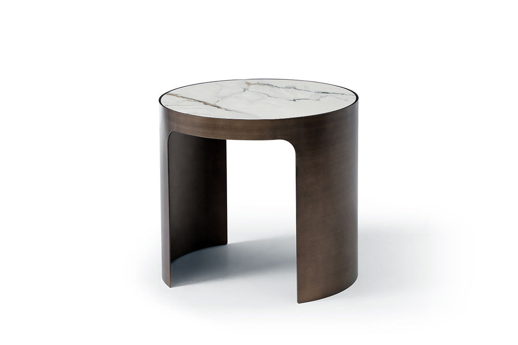 JnmFurniture.com Occasional Tables Monolith End Table | Modern Ceramic Side Table with Brushed Bronze Base