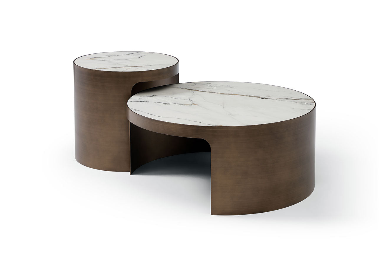 JnmFurniture.com Occasional Tables Monolith End Table | Modern Ceramic Side Table with Brushed Bronze Base