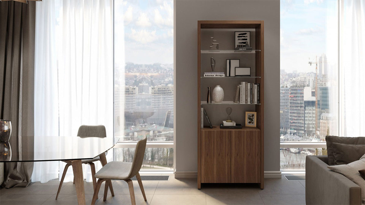 Linea Expandable Bookcase with Glass Shelves 5802 | BDI Furniture