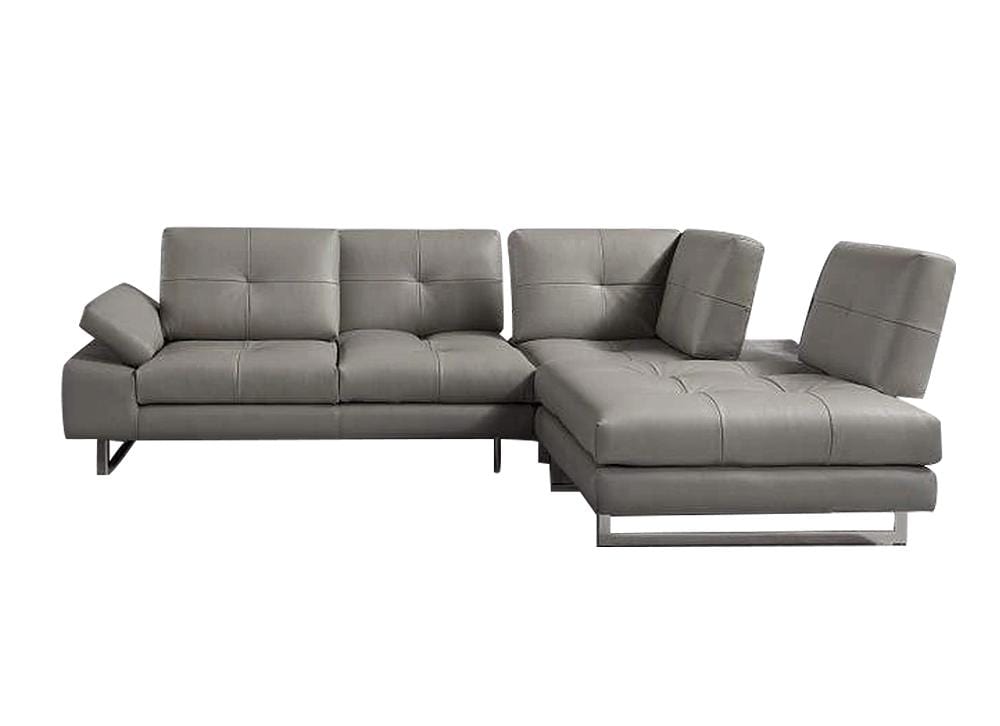 Prive Leather Sectional in Grey | J&M Furniture - Canal Furniture