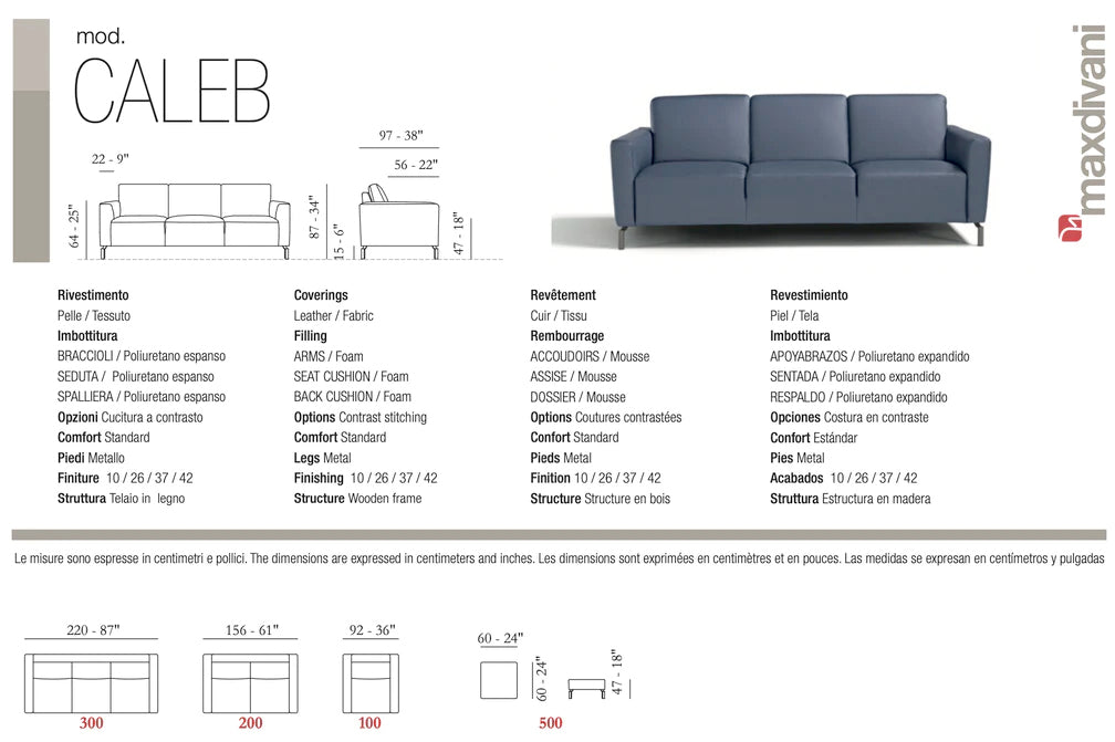 Max Divani Couches & Sofa Caleb Leather Sofa in Light Grey | Max Divani