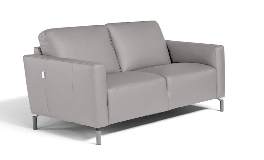 Max Divani Loveseat Caleb Leather Loveseat in Light Grey | Max Divani