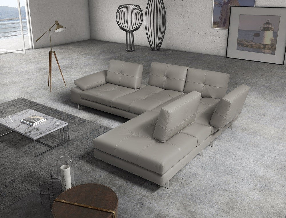 Prive Leather Sectional in Grey | J&M Furniture - Canal Furniture