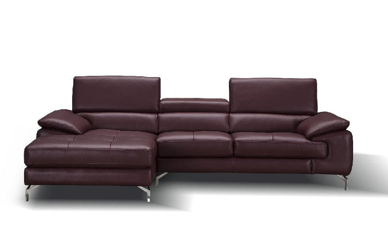 A973b Premium Leather Mini Sectional in Maroon | J&M Furniture