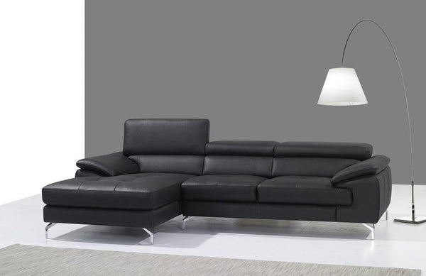 A973b Premium Leather Mini Sectional in Black | J&M Furniture