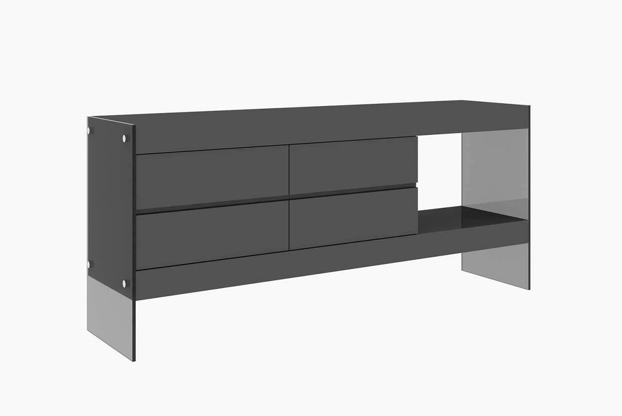 Grey Cloud Modern Buffet in High Gloss