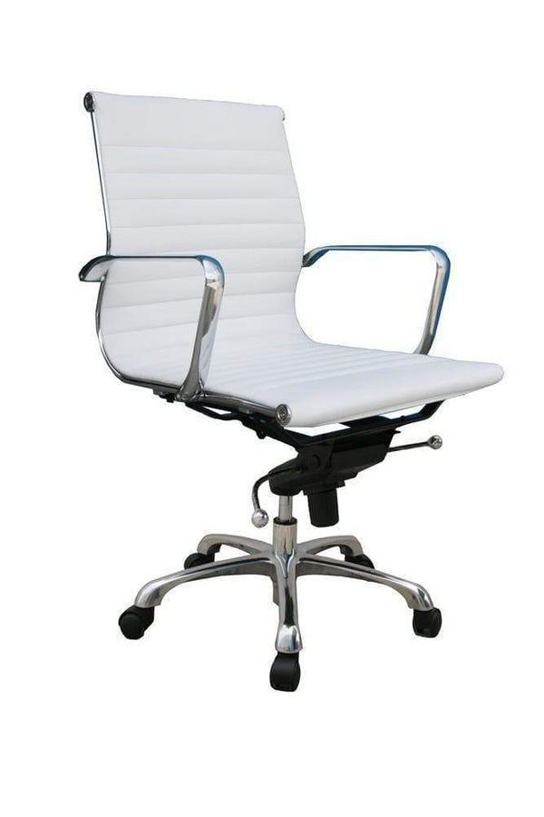 J and M Furniture Chair White Comfy Office Chair - Low Back