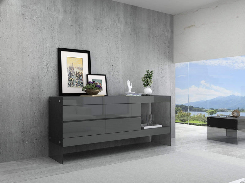 J and M Furniture Sideboards & Buffet Cloud Buffet in Grey High Gloss
