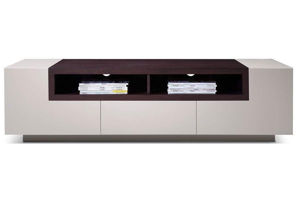 J and M Furniture TV Stand & Entertainment Centers Light Grey High Gloss w/ Walnut TV002 Gloss Dark Oak TV Stand