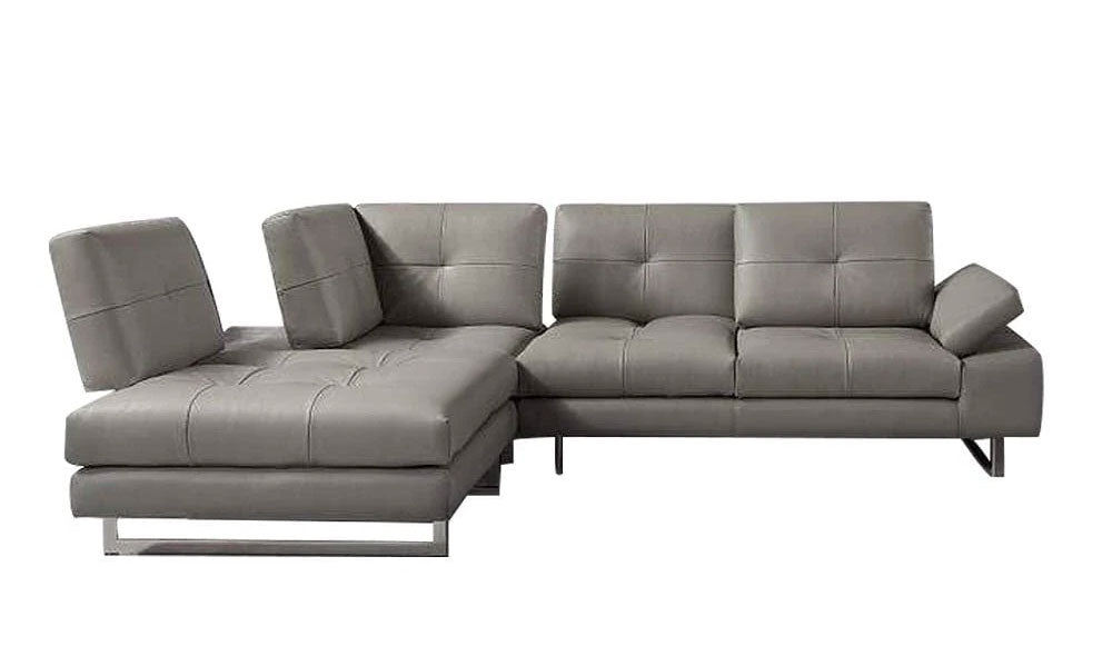 Prive Leather Sectional in Grey | J&M Furniture